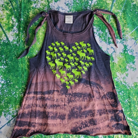 Tie Dye Spaghetti Strap | Green Blue Moose Nature | Youth Small - Picture 9 of 14